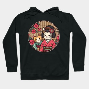 Japanese cat Ukiyo e cat mom Hoodie